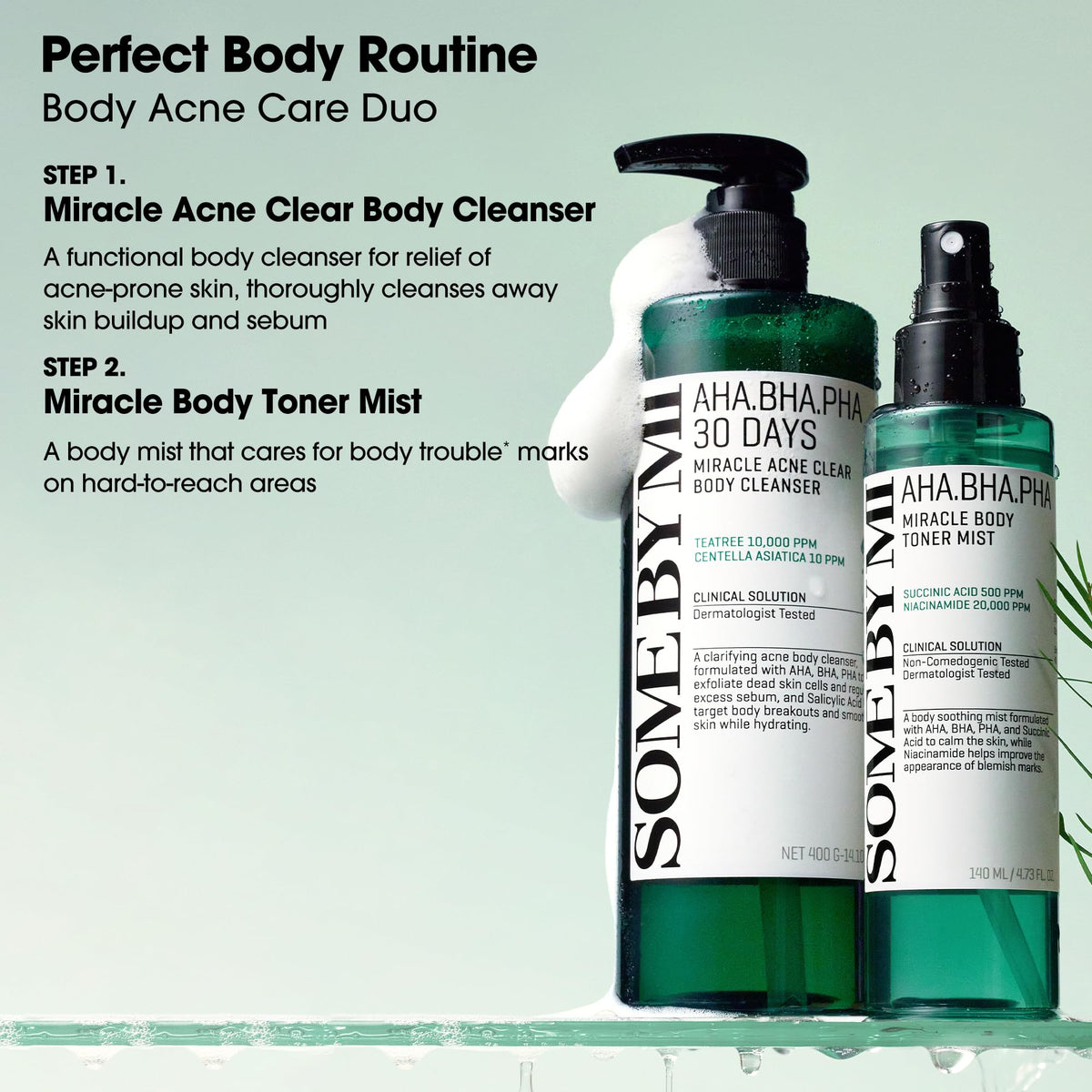 SOME BY MI AHA BHA PHA 30 Days Miracle Body Toner Mist – 4.73oz, 140ml – Body Spray for Back & Chest, Body Mist with Tea Tree, Niacinamide – Korean Skincare