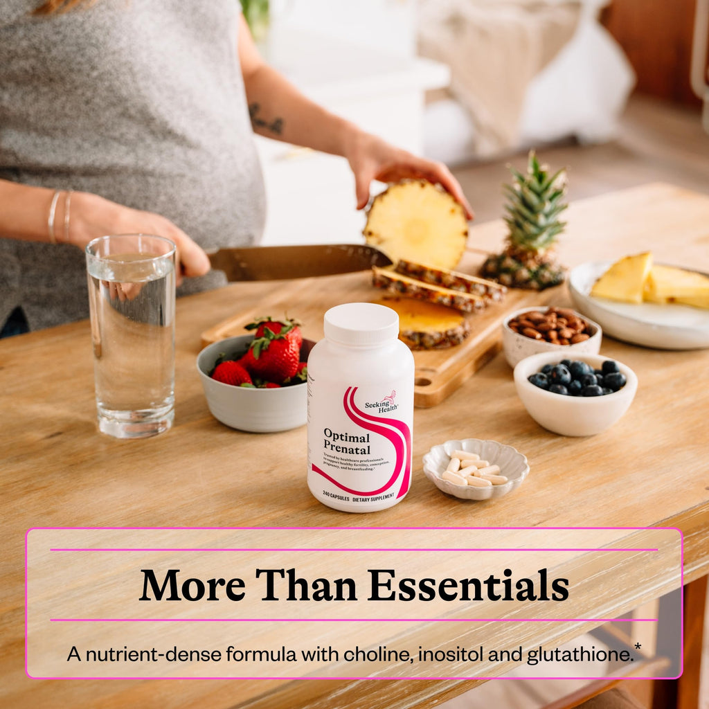 Seeking Health Optimal Prenatal - Supplement with Vitamin B12, L-Methylfolate, & Choline - Vegetarian Supplement to Support Optimal Prenatal Health - 240 Capsules
