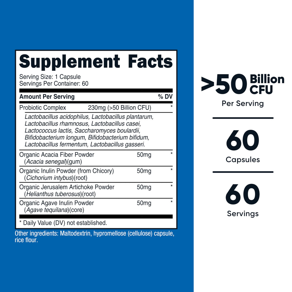 Nutricost Probiotic Complex (50 Billion CFU) 60 Capsules, for Men and Women | Vegetarian Capsules, GMO-Free, Gluten-Free