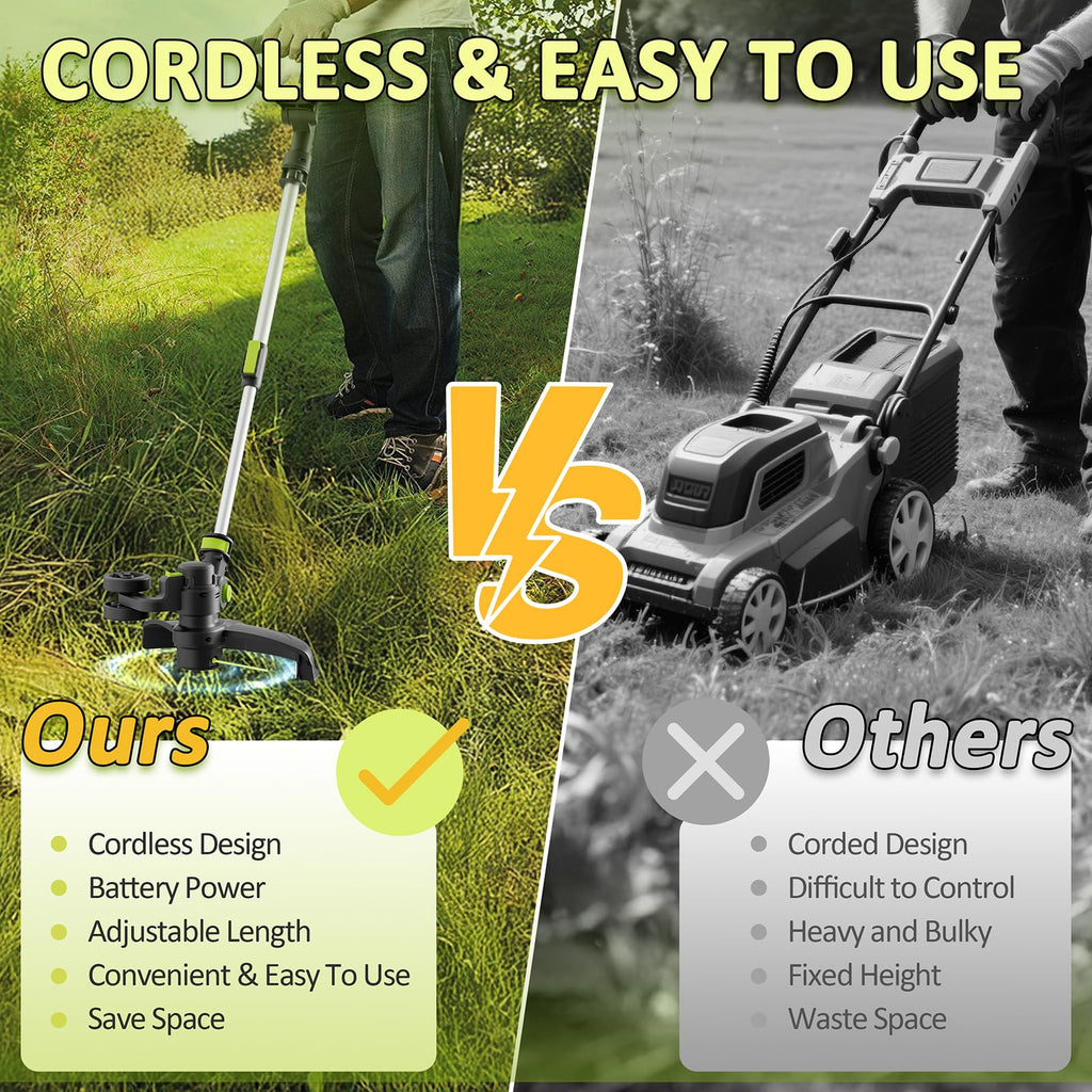 12-in Cordless String Trimmer/Edger, Two 2.0Ah Batteries, Auto Line Feed
