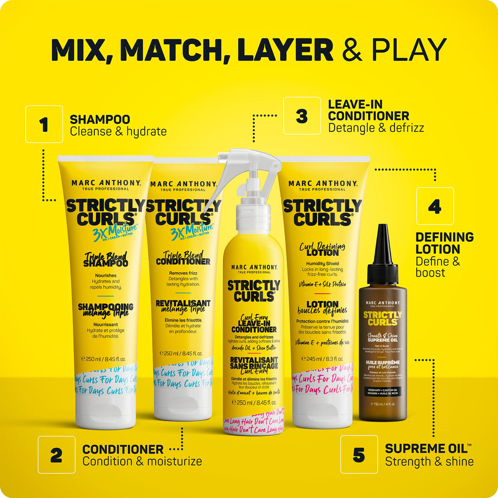 Marc Anthony Strictly Curls Defining Lotion - Light Gel - Curly & Wavy Hair | Frizz Taming Styling Hair Cream-Gel for Long Lasting Curl Definition, Bounce & Shine for Fine to Medium Curls & Waves