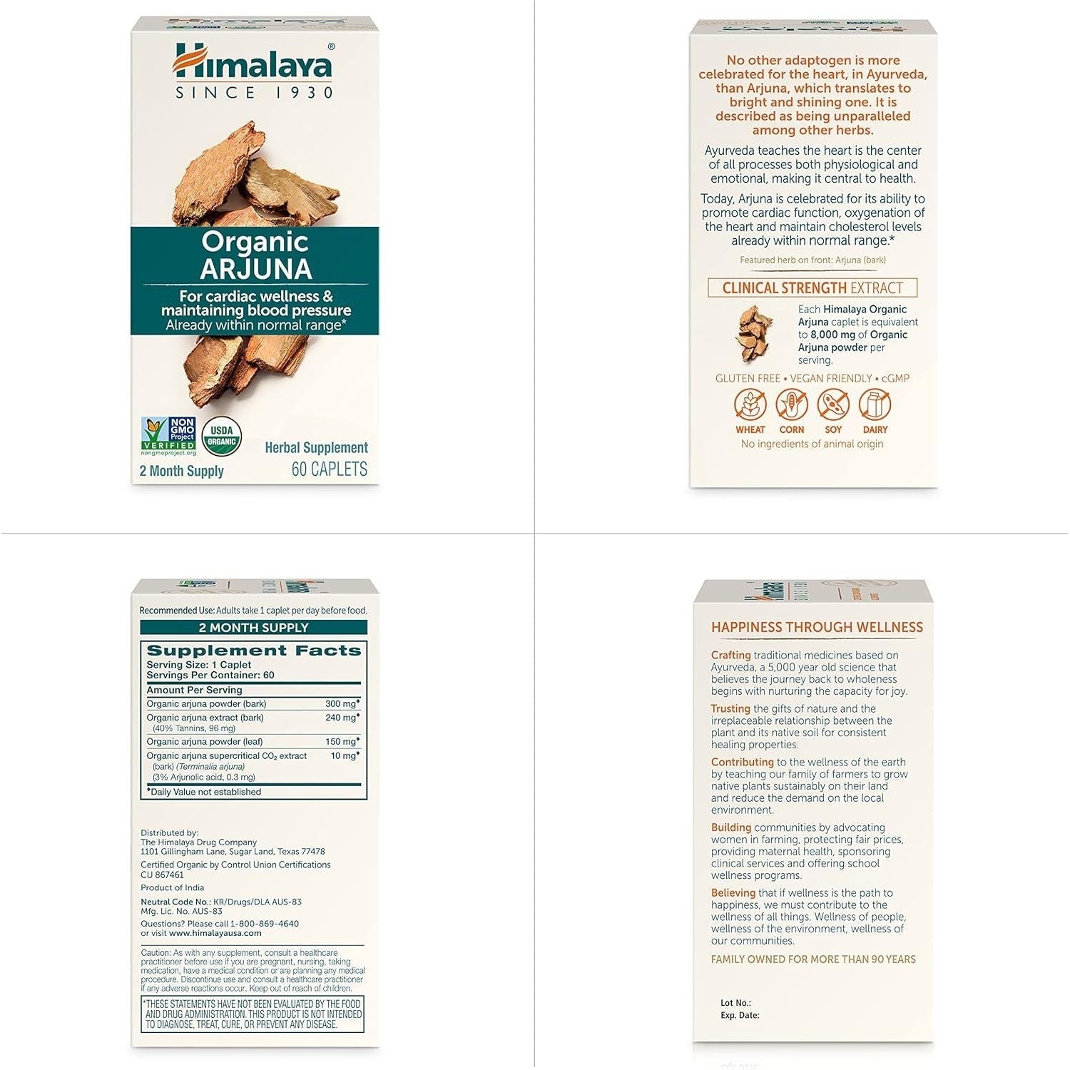 Buy now Himalaya Organic Arjuna, 60 Day Supply - Herbal Supplement Supporting Heart Health and Normal Blood Pressure - USDA Organic, Vegan, Non-GMO, Gluten Free, 700 mg, 60 Caplets at indiglob india
