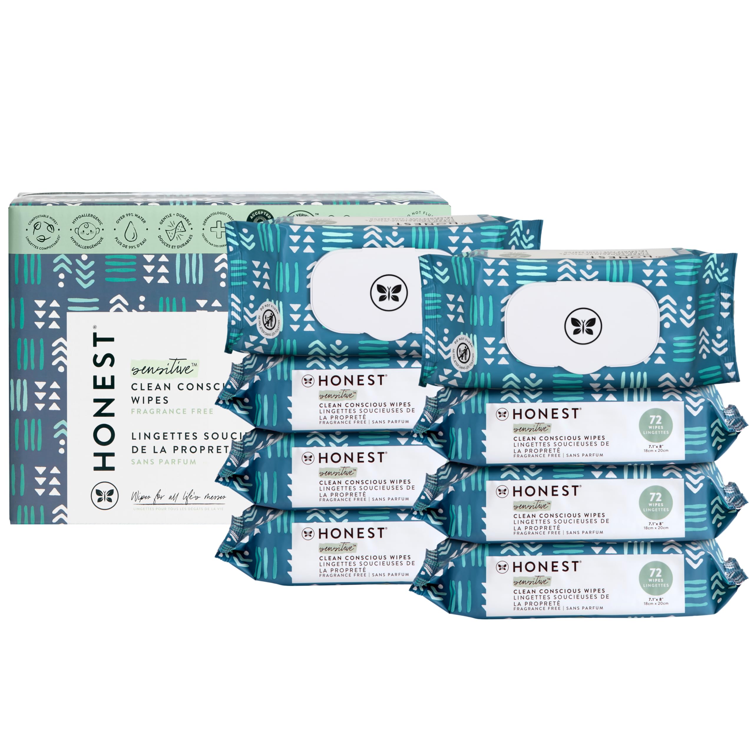 Buy now The Honest Company Hypoallergenic Multi-Use Baby Wipes for Sensitive Baby Skin Rainbow 60 Count at indiglob india