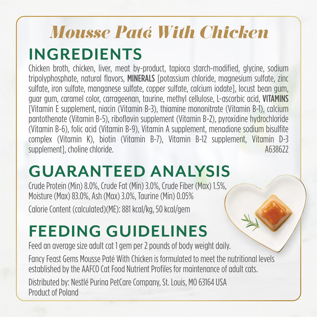 Purina Fancy Feast Gems Pate Mousse with Turkey and with Chicken Wet Cat Food Variety Pack - 4 oz. (Pack of 16)