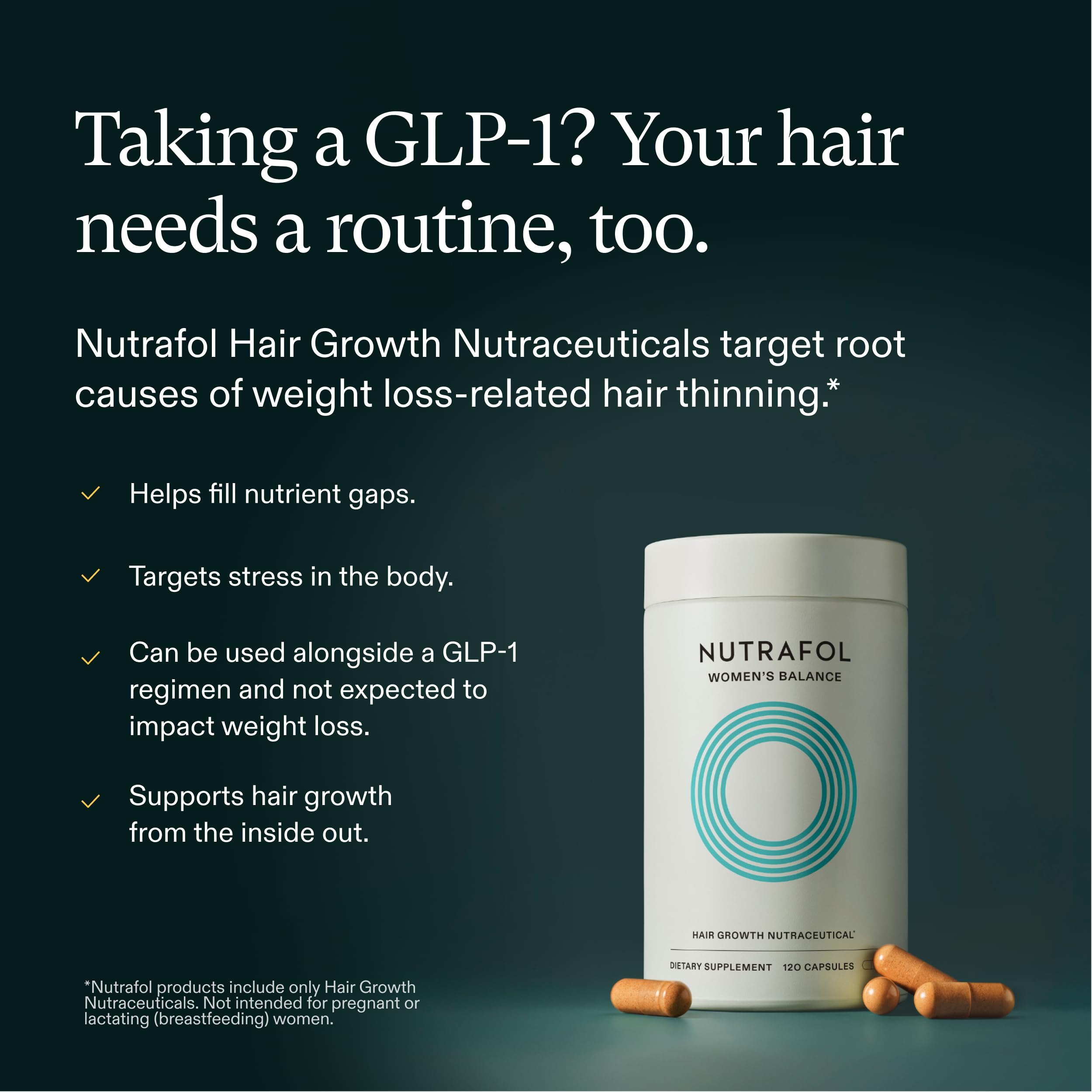 Nutrafol Women's Balance Hair Growth Supplements, Age 45+, 1-Month Pouch | #1 Dermatologist-Recommended Hair Growth Supplement Brand, Clinically Tested for Visibly Thicker Hair and Scalp Coverage