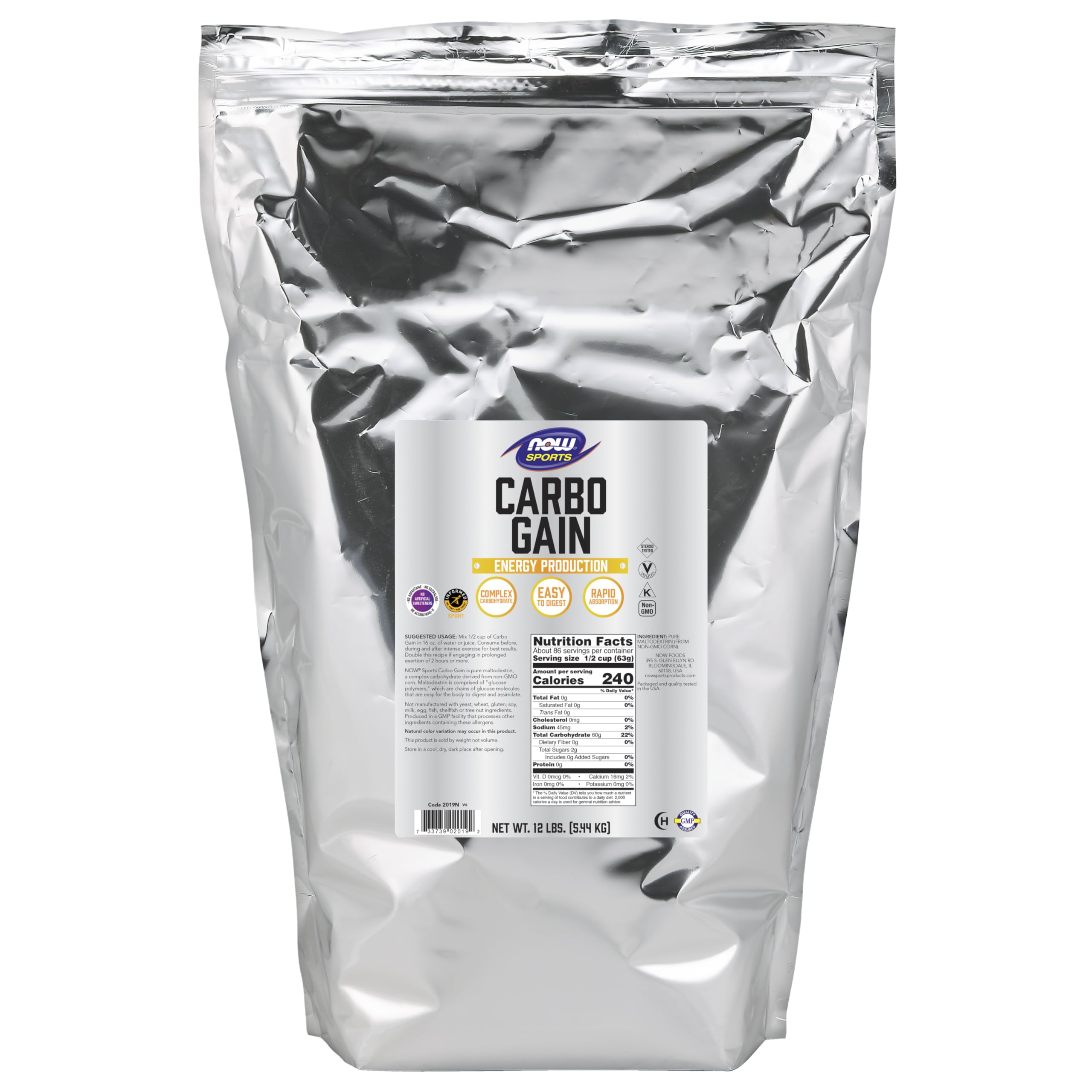 Buy now NOW Foods Sports Nutrition, Carbo Gain Powder (Maltodextrin), Rapid Absorption, Energy Production, 12-Pound at indiglob india
