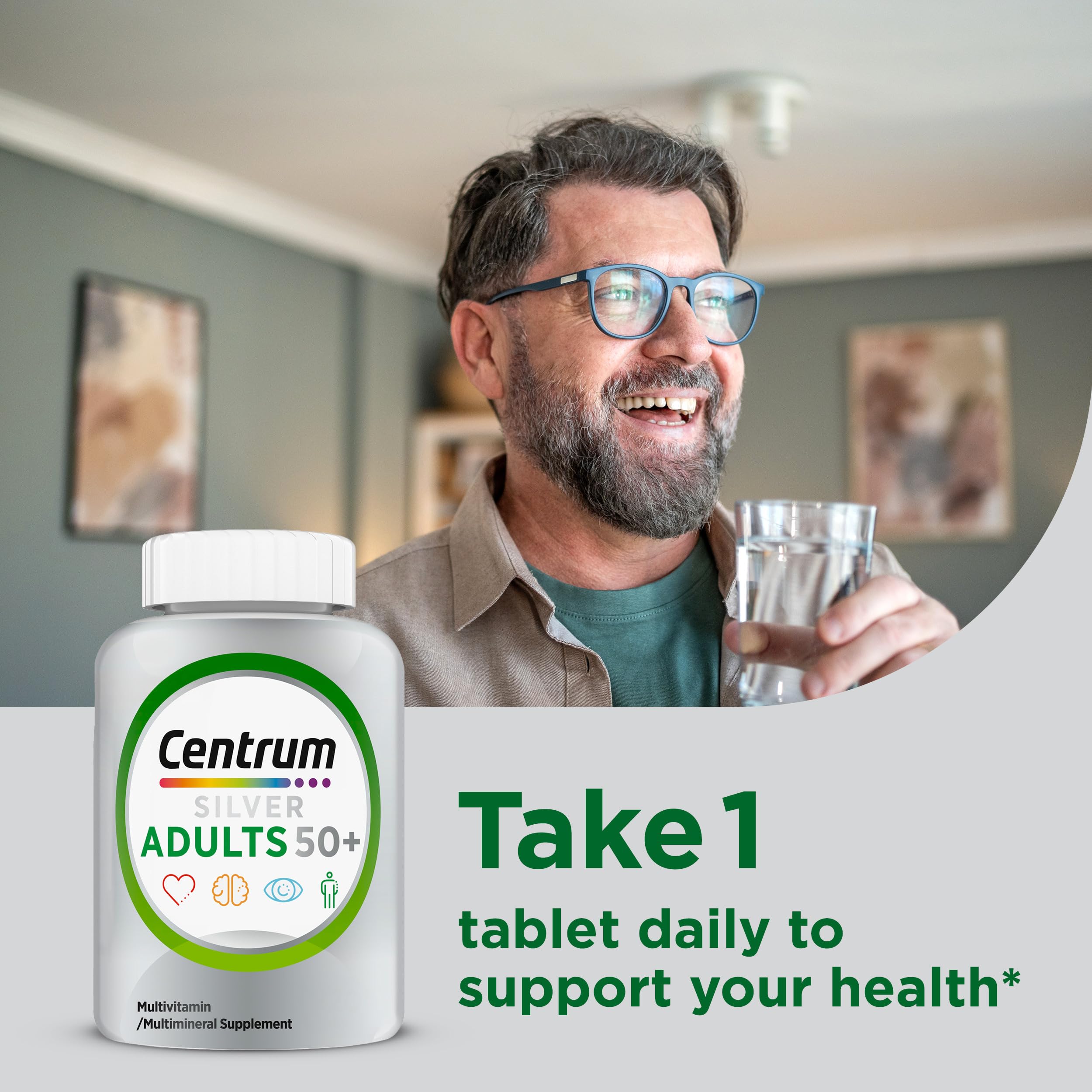 Centrum Silver Multivitamin for Adults 50 and Over, 220 Tablets | Contains Vitamin D3, B Vitamins, Clinically Proven to Support Memory as You Age, GLP-1 Support