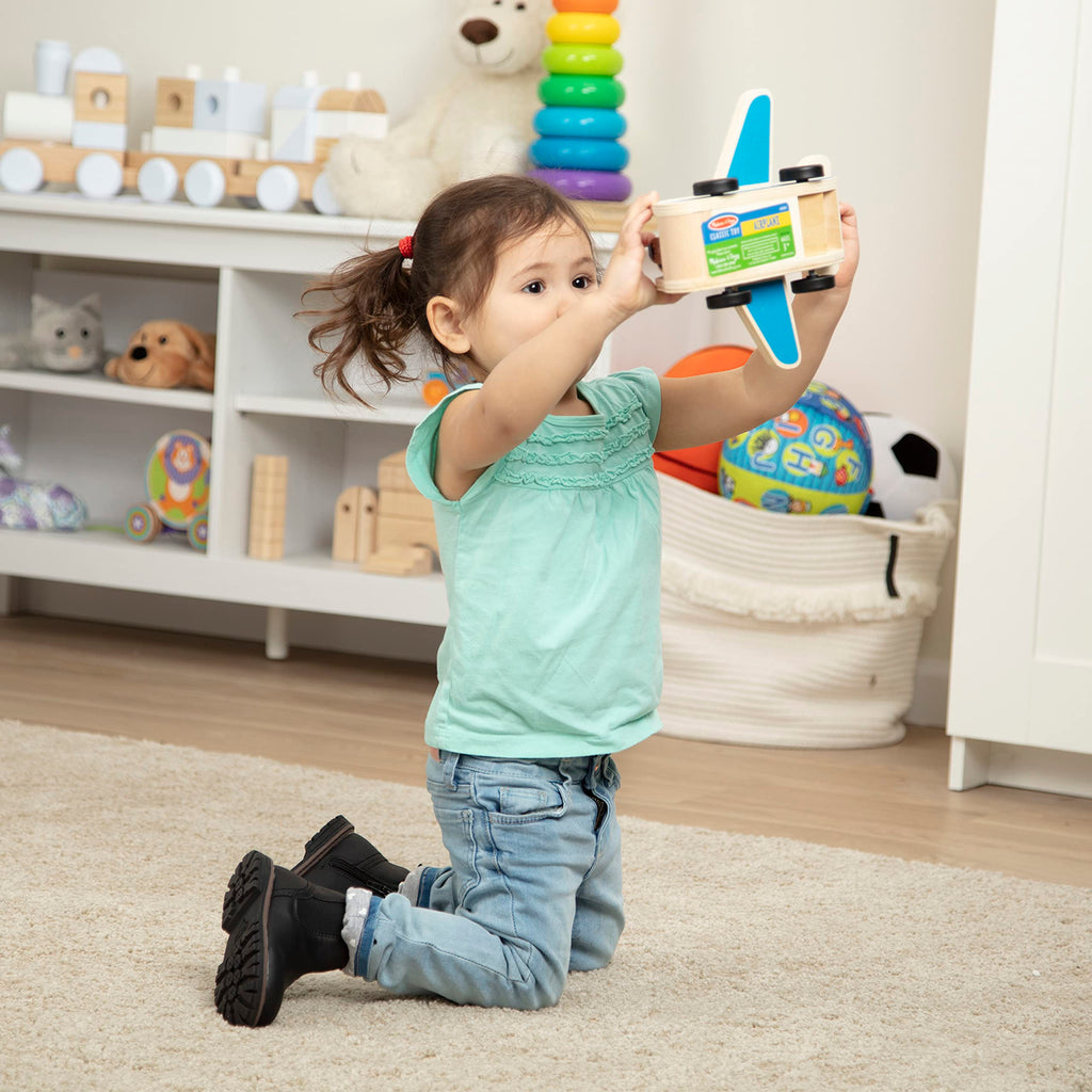 Buy now Melissa & Doug Wooden Airplane Play Set with 4 Play Figures and 4 Suitcases at indiglob india