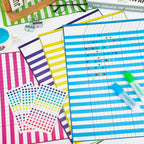 8 Pack Colorful Dry Erase Incentive Chart Multi-Color Classroom Laminated Dry Erase Reward Chore Charts with 1350 Reward Star Stickers for School Attendance Homework Progress Tracking, 13" x 17"