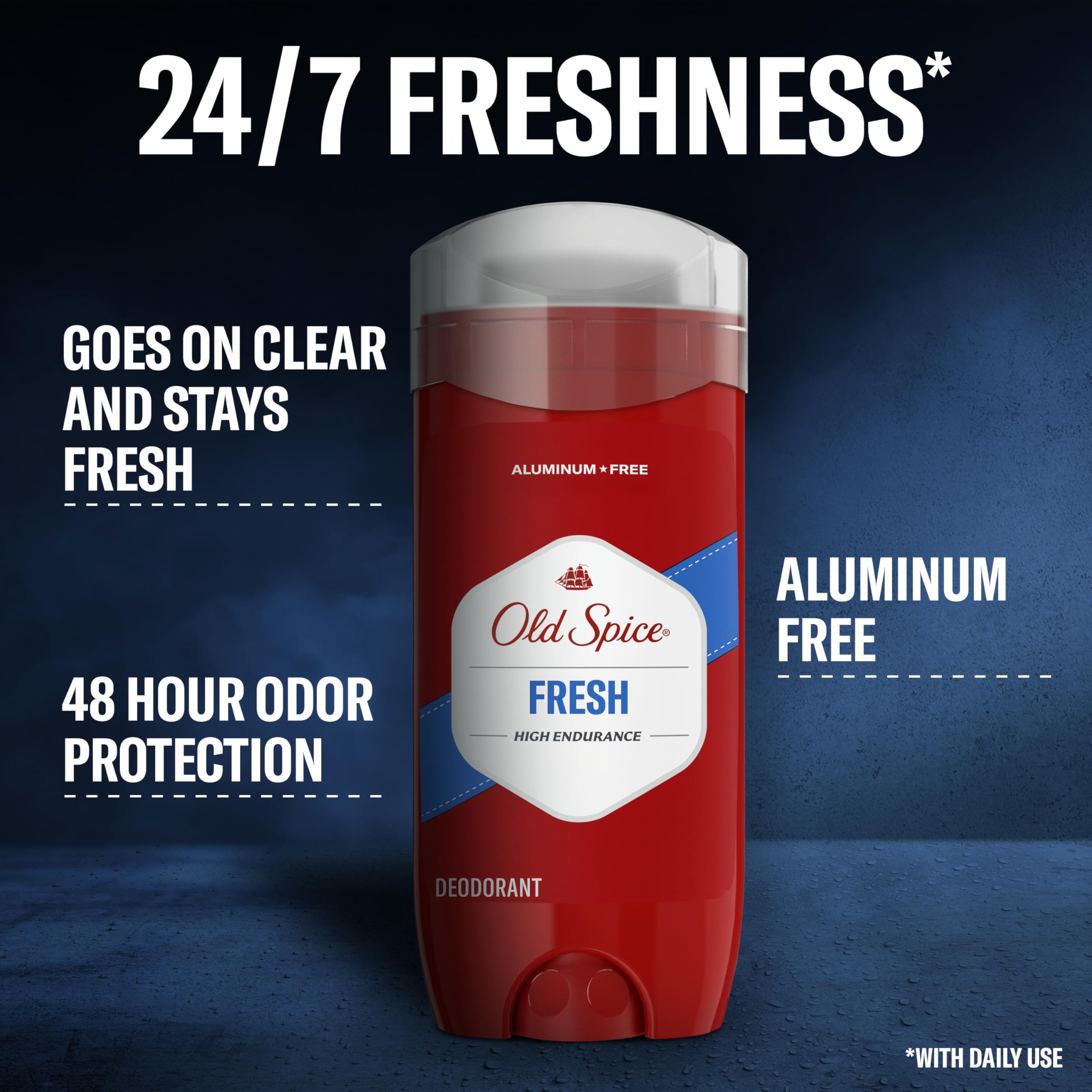 Old Spice Aluminum Free Deodorant for Men, High Endurance, 24/7 Lasting Freshness & Long Lasting Scent, 24/7 Advanced Sweat & Odor Protection, Fresh Scent, 3.0 oz (Pack of 2)