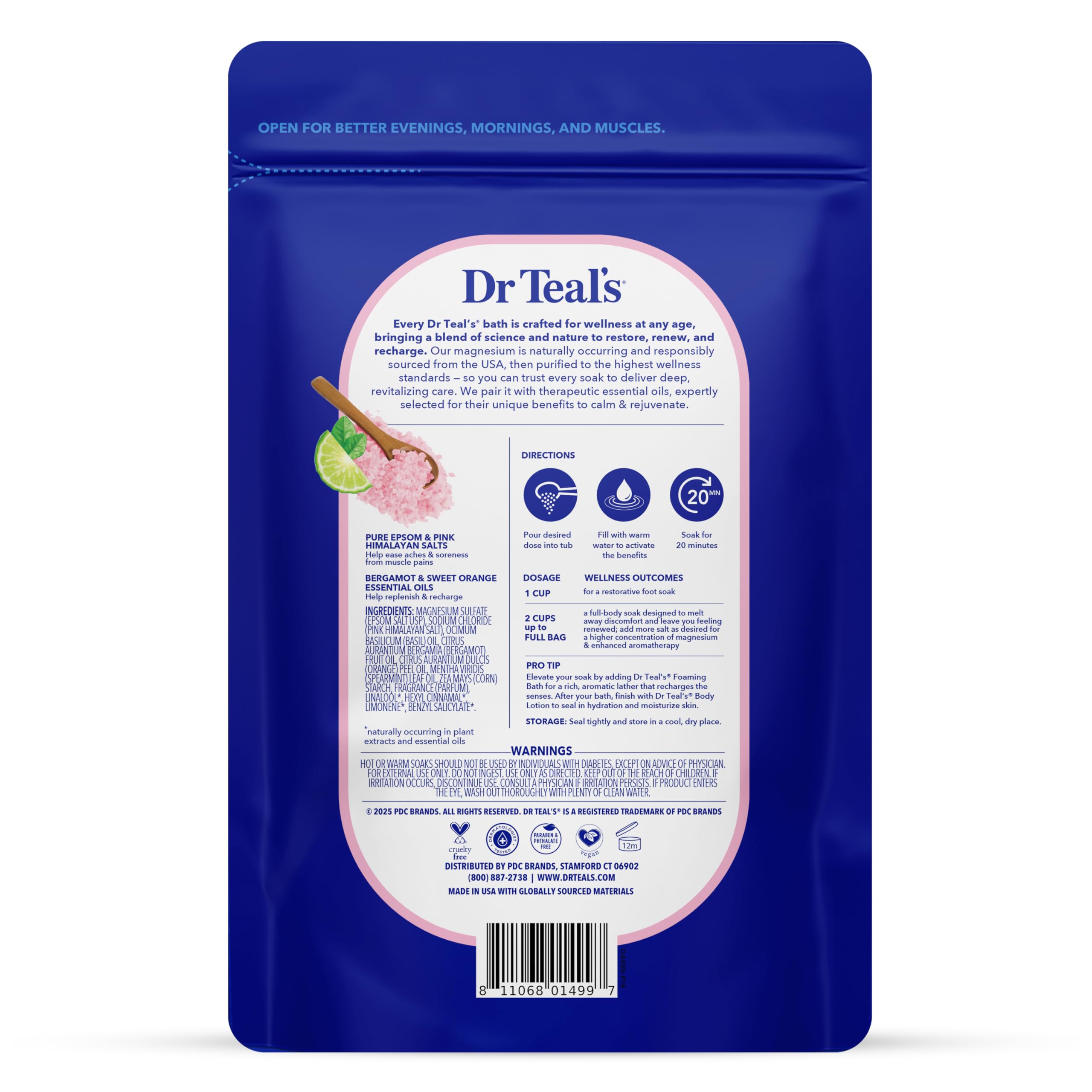 Dr Teal's Epsom Salt Magnesium Soak, Restore & Replenish with Pink Himalayan Salt, 3 lbs