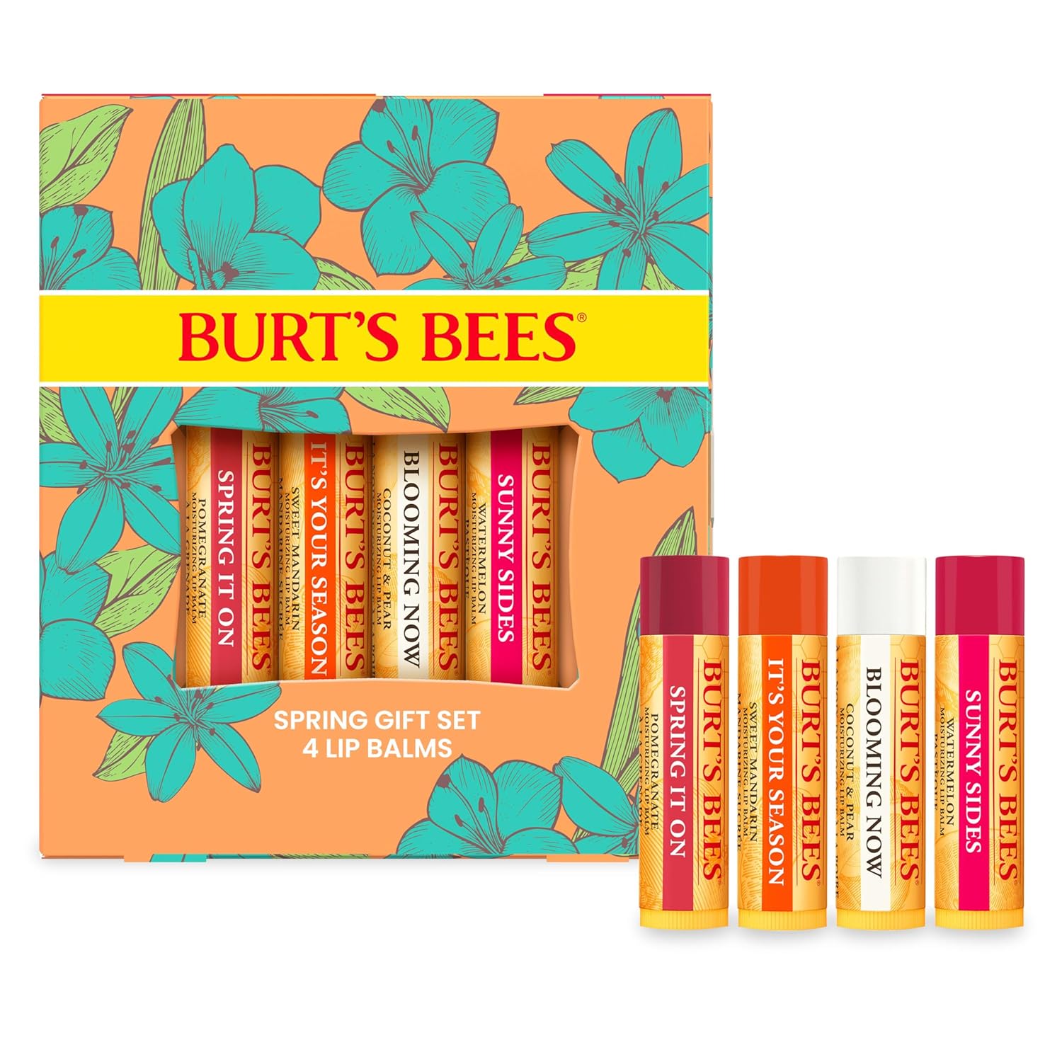 Buy now Burt's Bees Christmas Gifts - Garden Party Lip Balm Set for Stocking Stuffers, With Responsibly Sourced Beeswax, Natural Origin Lip Treatment, 4 Tubes, 0.15 oz. 4 Count (Pack of 1) Just Picked at indiglob india