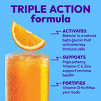 Emergen-C Immune+ Triple Action Immune Support Powder, Super Orange, 30 ct | With BetaVia (R), 1000mg Vitamin C, B Vitamins, Vitamin D and Antioxidants, Super Orange, Back to School Essentials