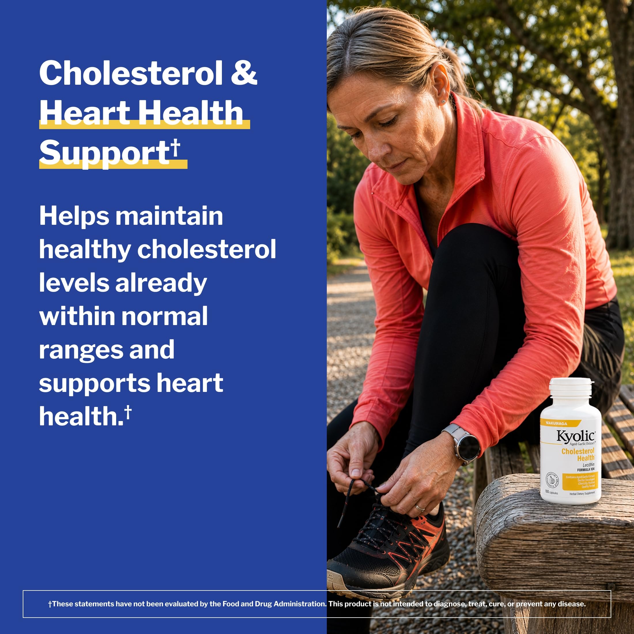 Kyolic Aged Garlic Extract Cholesterol Health* Formula 104, 100 Capsules | Odorless Organically Grown Aged Garlic Extract and Lecithin to Support Healthy Cholesterol and Heart Health, GMO-Free