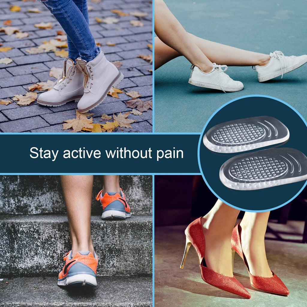 LOVE MEI Silicone Gel Heel Cups - Shoe Inserts for Plantar Fasciitis, Sore Heel Pain, Bone Spur & Achilles Pain - Pad and Shock Absorbing Support for Women (2 Pairs/4Pcs)