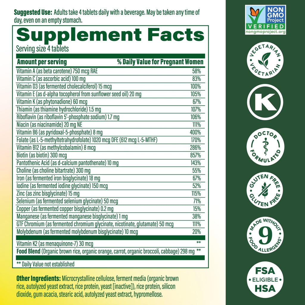 MegaFood Baby & Me 2 Prenatal Vitamins, Doctor Formulated, 120 Mini Tablets | Prenatal Vitamins for Women with Methylfolate, Choline, Iron, Iodine, Vitamin C & D3, Non-GMO, Vegetarian, 60 Servings