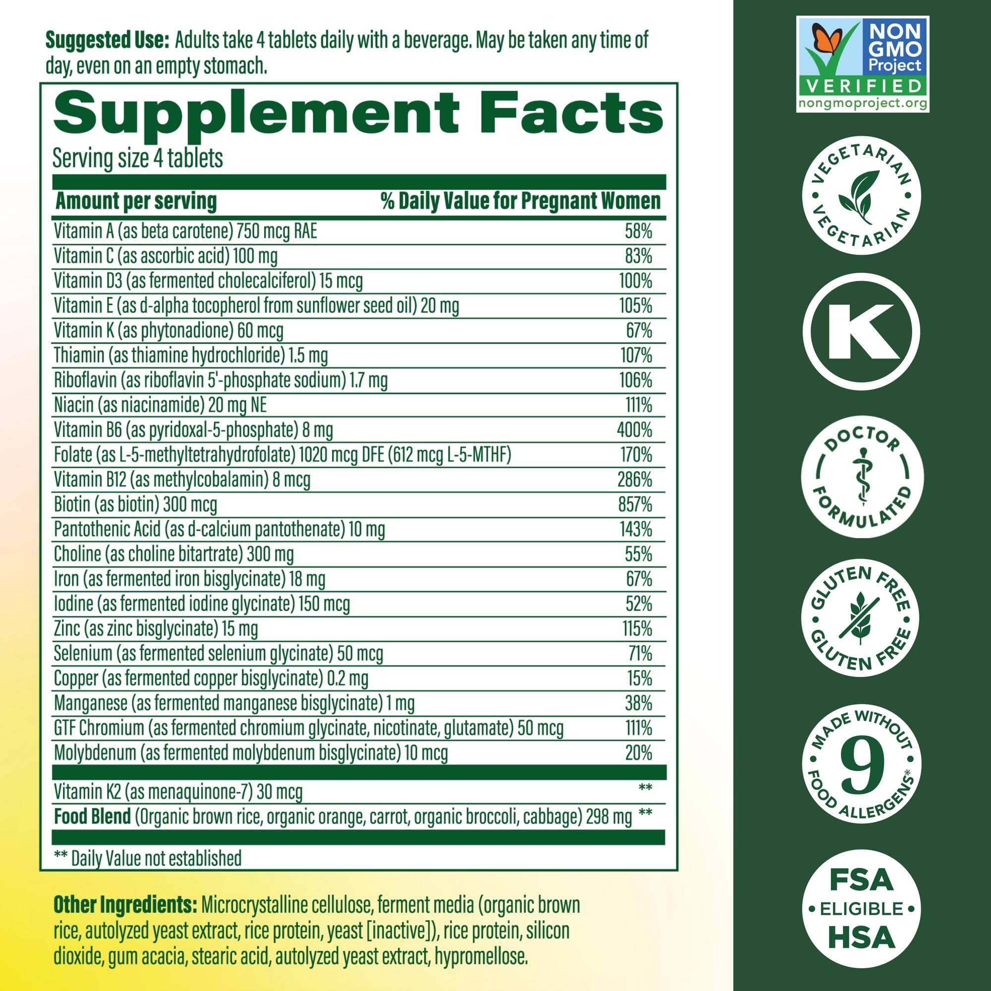 MegaFood Baby & Me 2 Prenatal Vitamins, Doctor Formulated, 120 Mini Tablets | Prenatal Vitamins for Women with Methylfolate, Choline, Iron, Iodine, Vitamin C & D3, Non-GMO, Vegetarian, 60 Servings