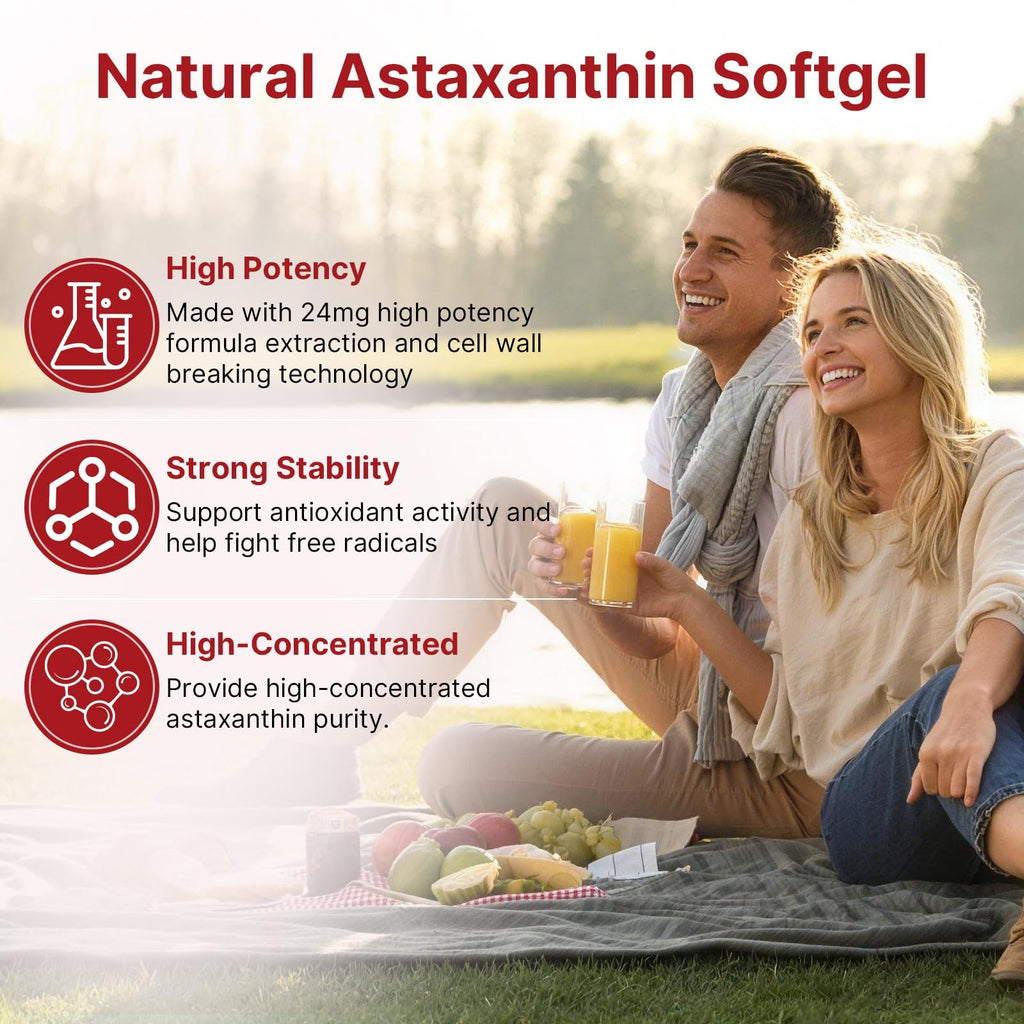 Astaxanthin Antioxidant Supplements 24mg with MCT Oil, Potent Astaxanthin with Ashawagandha, Support Eye, Skin, Immune Function, Fresh Microalgae Source, Triple Strength, 300 Softgels