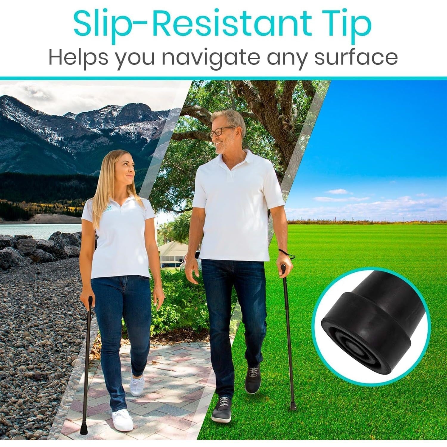 Buy now Vive Folding Cane - Foldable Walking Cane for Men, Women - Fold-up, Collapsible, Lightweight, Adjustable, Portable Hand Walking Stick - Balancing Mobility Aid - Comfortable Ergonomic Handle at indiglob india