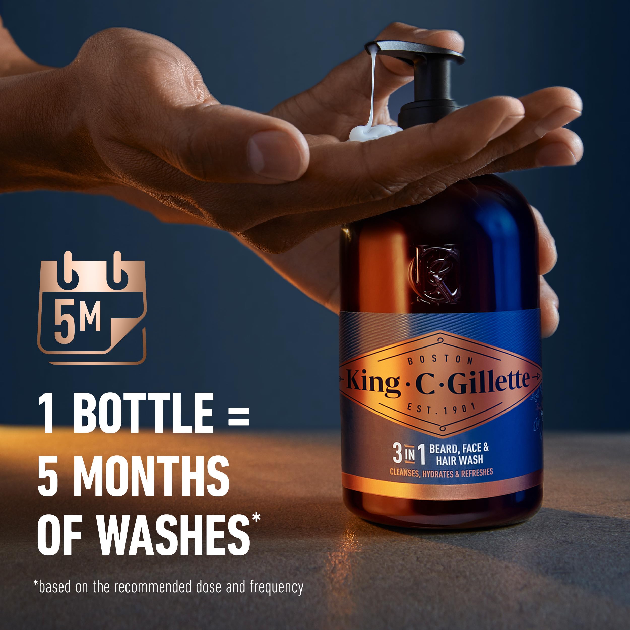 King C. Gillette Beard Wash, Mens Face Wash, 11.8 oz, Infused with Argan Oil and Avocado Oil to Cleanse Hair and Skin
