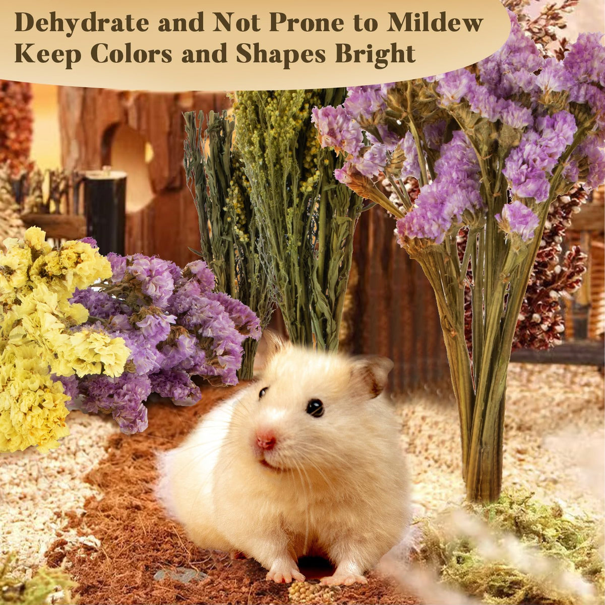 Sukh 60PCS Hamster Sprays - Natural Flower Herb Bedding & Habitat Decor