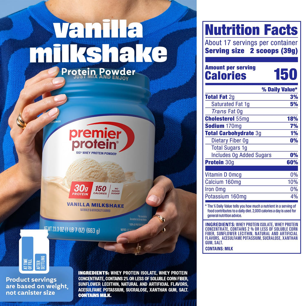 Buy now Premier Protein Powder, Vanilla Milkshake, 30g Protein, 1g Sugar, 100% Whey Protein, Keto Friendly, No Soy, Gluten Free, 23.3 oz, 17 Servings (Packaging May Vary) at indiglob india
