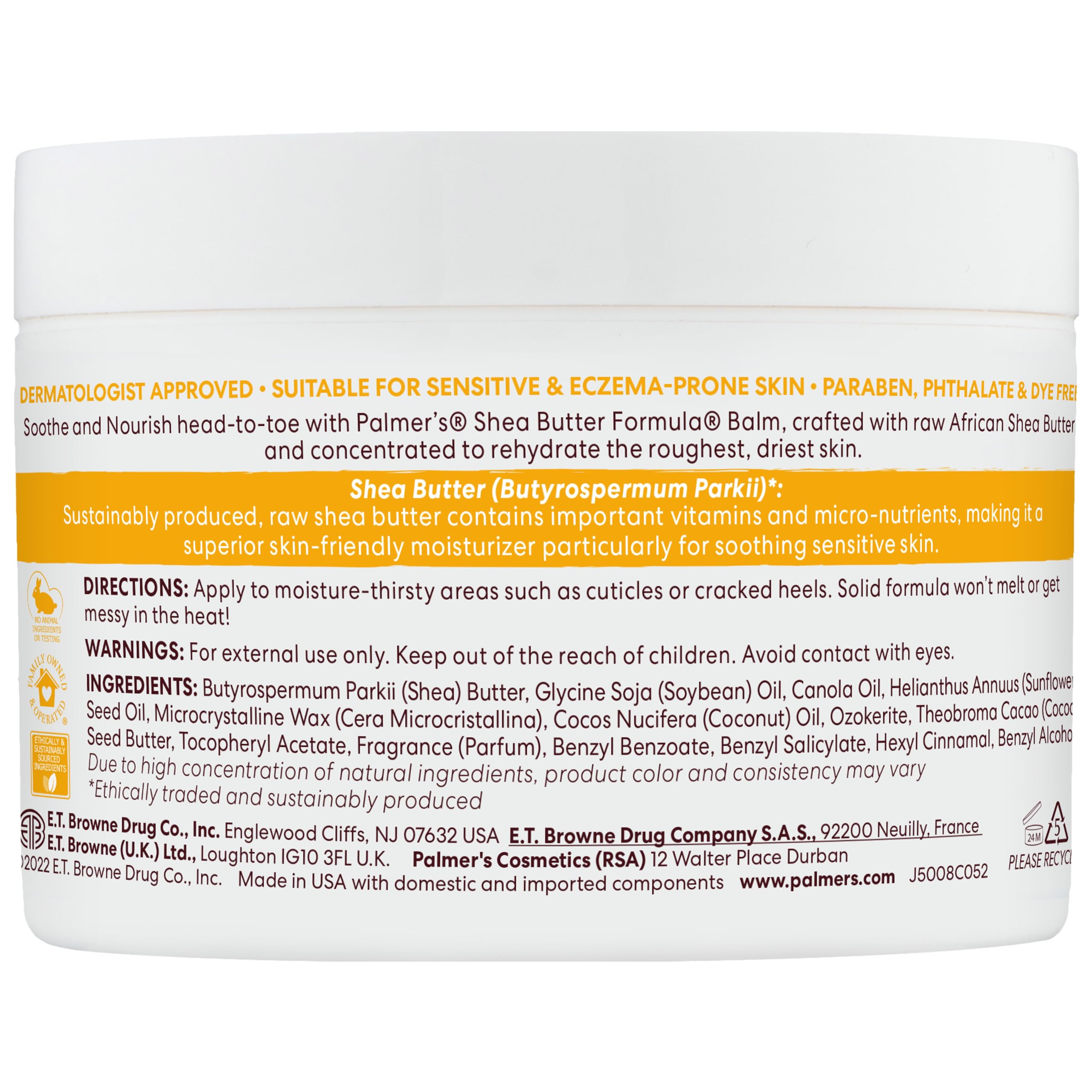 Palmer's Shea Butter Formula Raw African Shea Butter Balm, Nourishing Body Moisturizer for Rough, Dry Skin, 7.25 Ounces (Pack of 6)