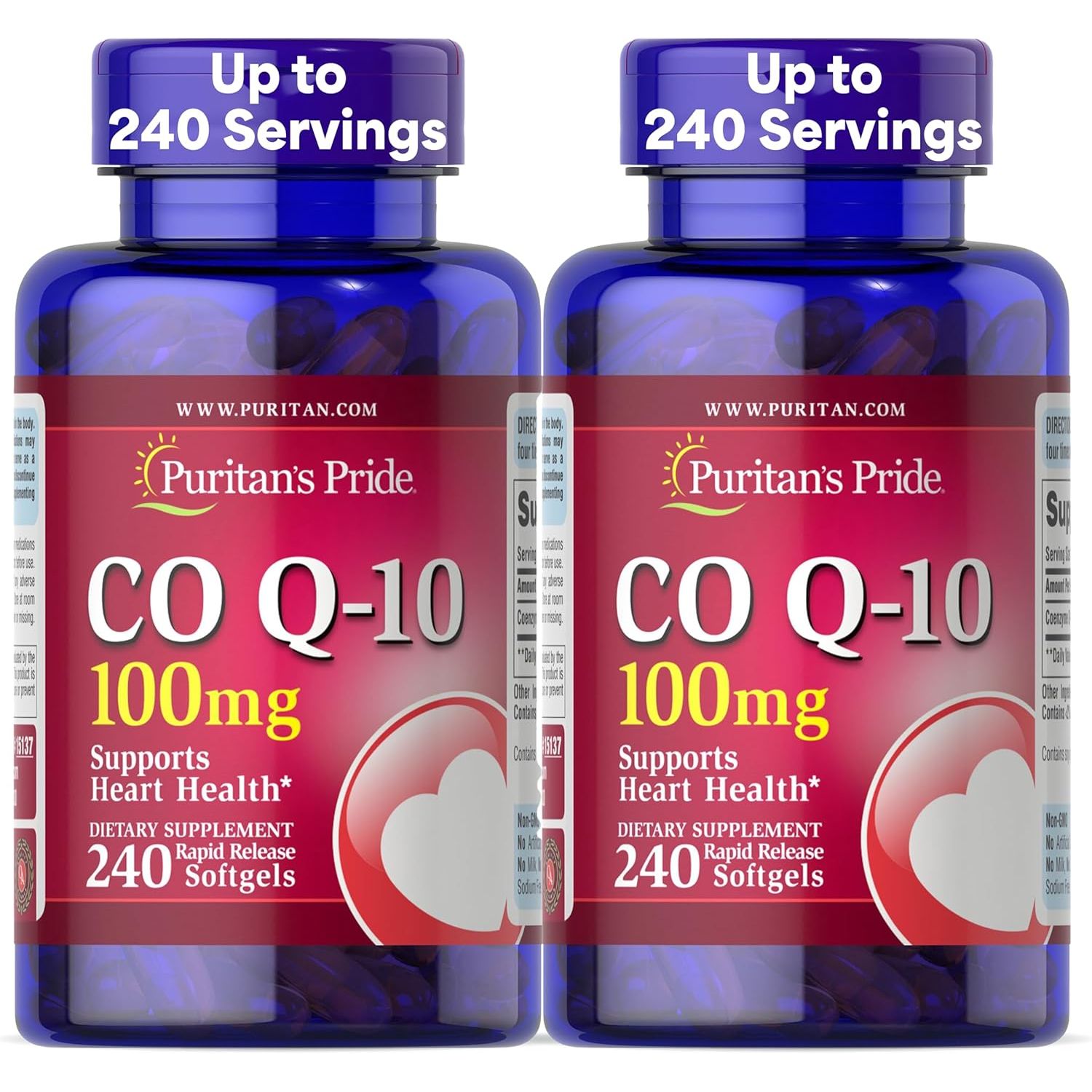 Buy now Puritan's Pride Q-Sorb CoQ-10 100mg | Supports Heart Health | Dietary Supplement | Healthy Supplement | Energy Supplement | Gluten Free | 240 Rapid Release Softgels 480 Count (Pack of 1) at indiglob india