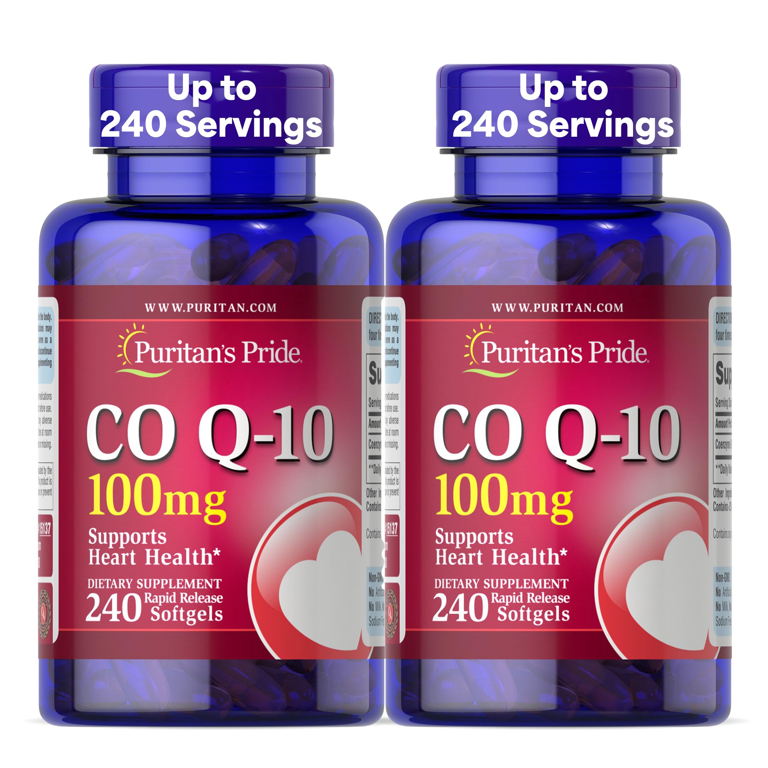 Puritan's Pride Coenzyme CoQ10 100mg, 240 Rapid Release Softgels