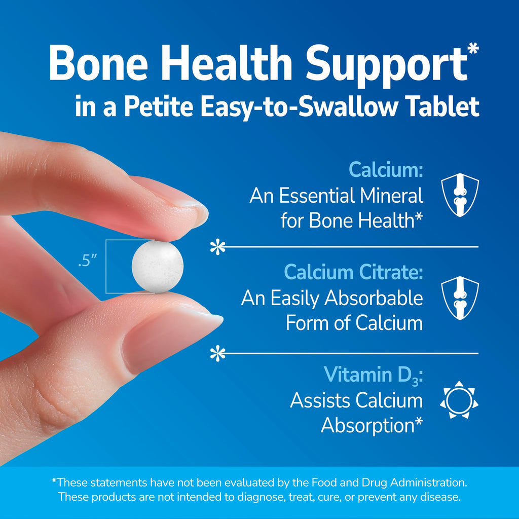 21st Century Calcium Citrate + D3 Petites, Easy to Swallow, 200 Count | Highly Absorbable Calcium Citrate with Vitamin D3, Compare VS. Citracal® +D3 Petites, Bone Strength & Density Support