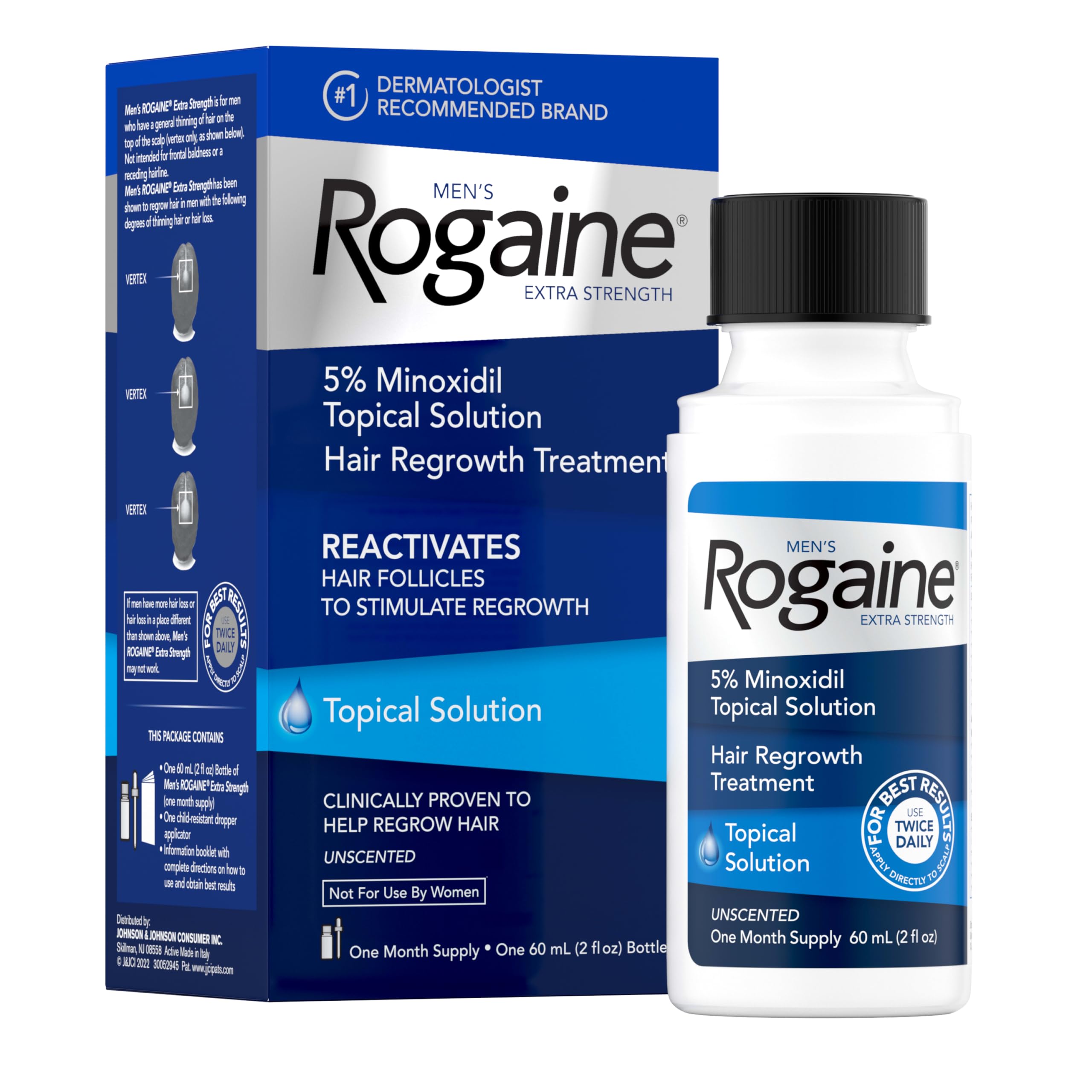 Men's Rogaine Extra Strength 5% Minoxidil Topical Solution, 3 x 2 fl. oz