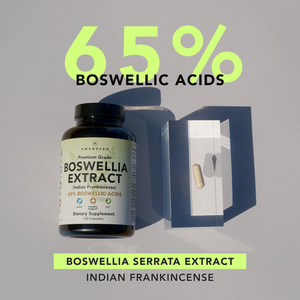 AMANDEAN Boswellia Serrata Extract Capsules 65%, Frankincense, 500mg, 120ct