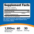 Nutricost Berberine HCl (1,200mg) 60 Capsules, 30 Servings | Gluten Free & GMO-Free