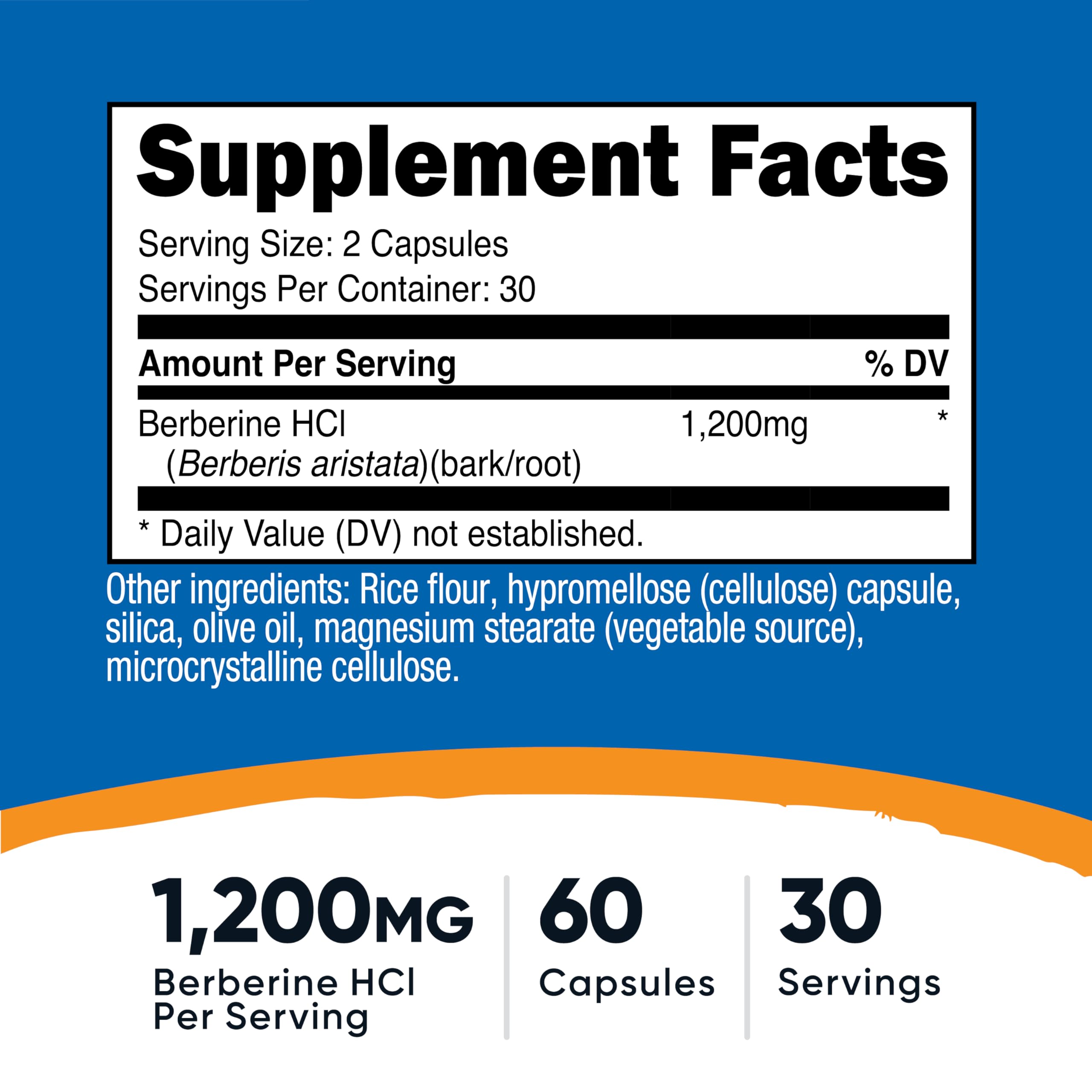 Nutricost Berberine HCl (1,200mg) 60 Capsules, 30 Servings | Gluten Free & GMO-Free