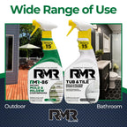 RMR Complete Mold & Mildew Stain Eraser System – No-Scrub Tub & Tile Cleaner + Instant Mold & Mildew Stain Remover Spray, Indoor/Outdoor Bathroom, Shower, Siding, & Deck Cleaning Kit, 2–32 Oz Bottles