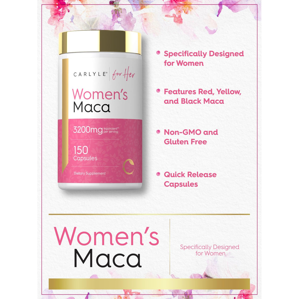 Carlyle Maca Root Capsules for Women | 150 Count