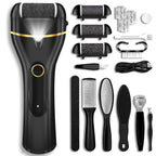 Callus Remover for Feet, Electric Foot Callus Remover Waterproof with 3 Rollers 2 Speed Battery Display,17 in1 Rechargeable Foot File Pedicure Kits for Dead Hard Cracked Dry Skin（White