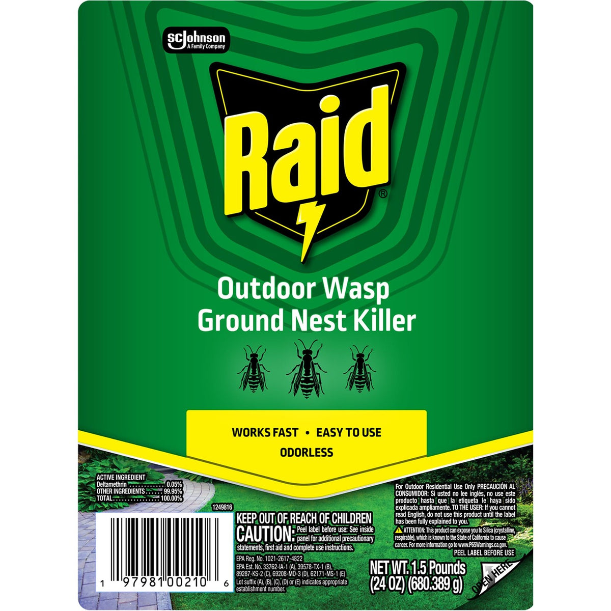 Raid Outdoor Ground Nest Wasp & Insect Killer Dust, 24 oz