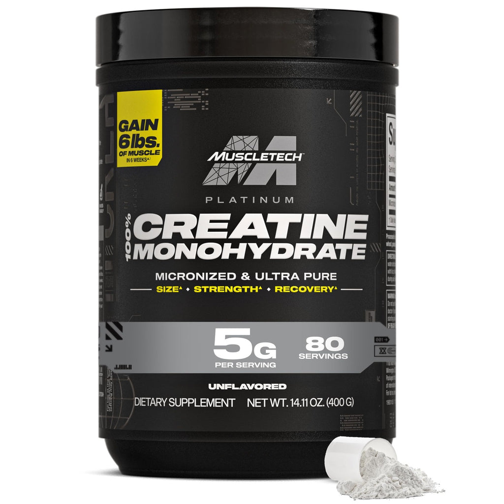MuscleTech Creatine Monohydrate Powder, Platinum Pure (80 Servings) | Unflavored Micronized Creatine for Men & Women - Workout Supplements for Performance & Muscle Recovery - Packaging May Vary
