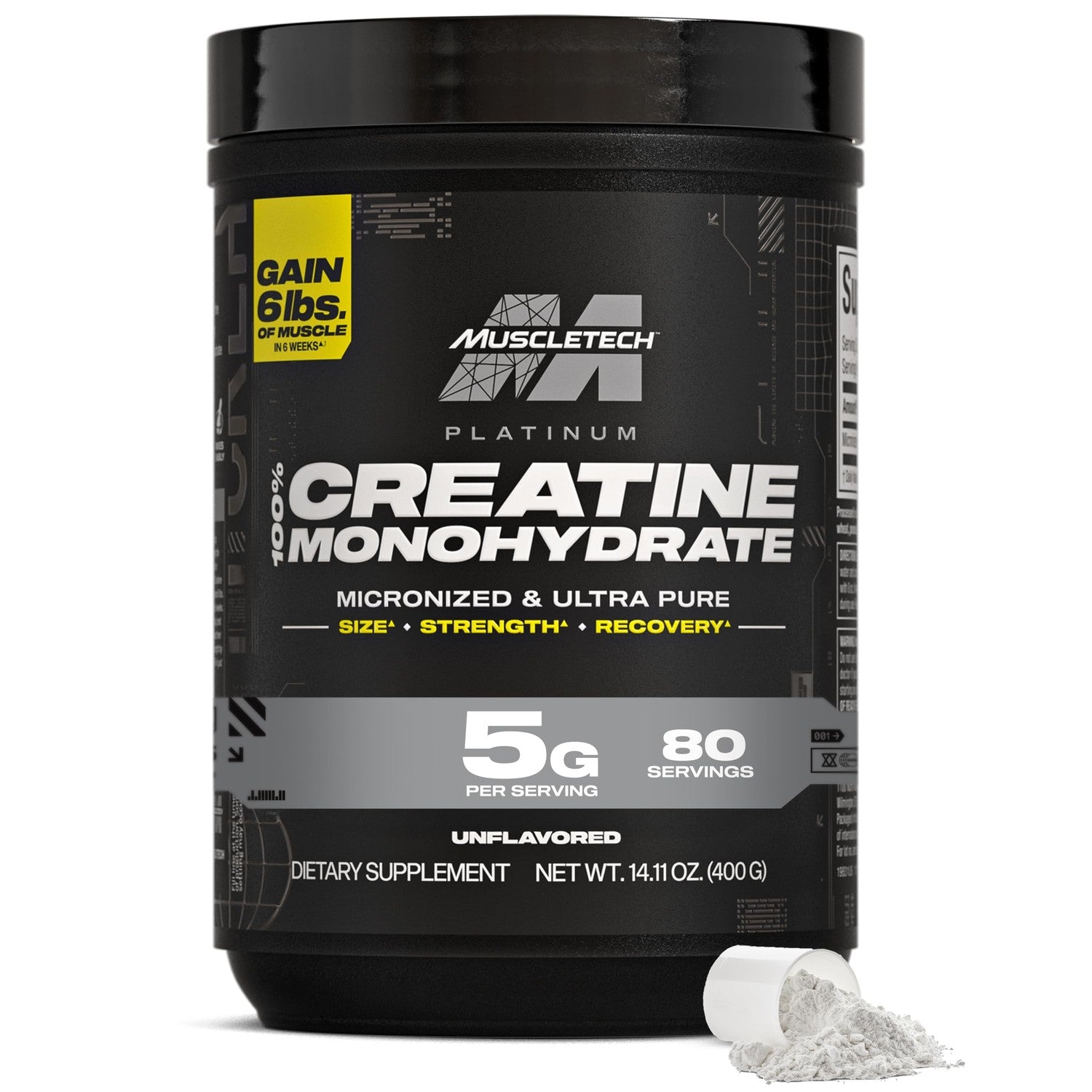 MuscleTech Creatine Monohydrate Powder, Platinum Pure (80 Servings) | Unflavored Micronized Creatine for Men & Women - Workout Supplements for Performance & Muscle Recovery - Packaging May Vary