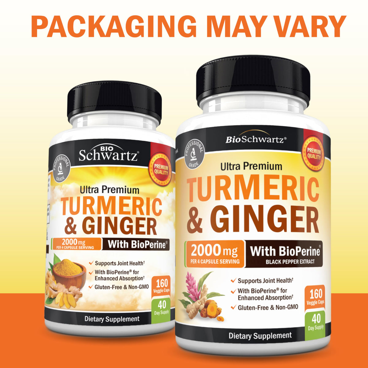 Turmeric and Ginger Supplement with BioPerine, 160 Capsules