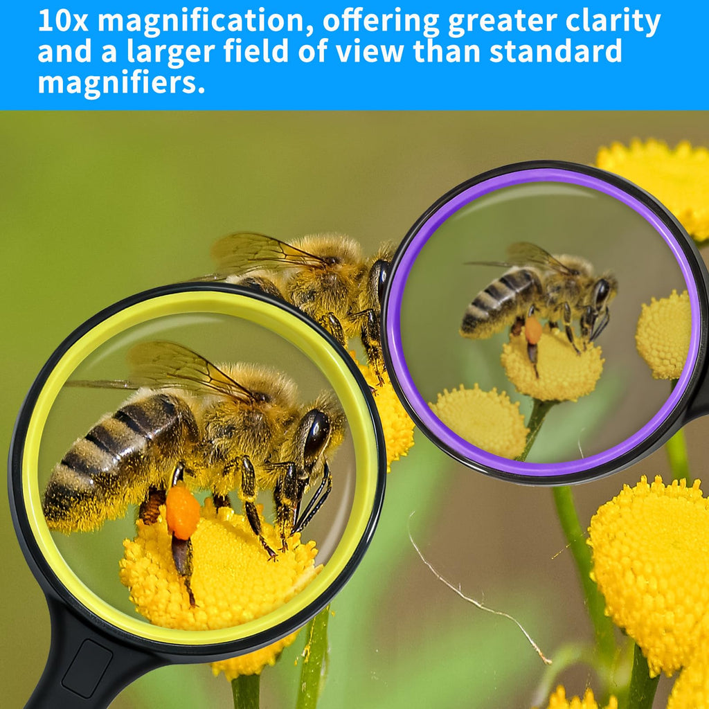 Premium 10X Magnifying Glass with Large 3 Inch (75mm) Lens