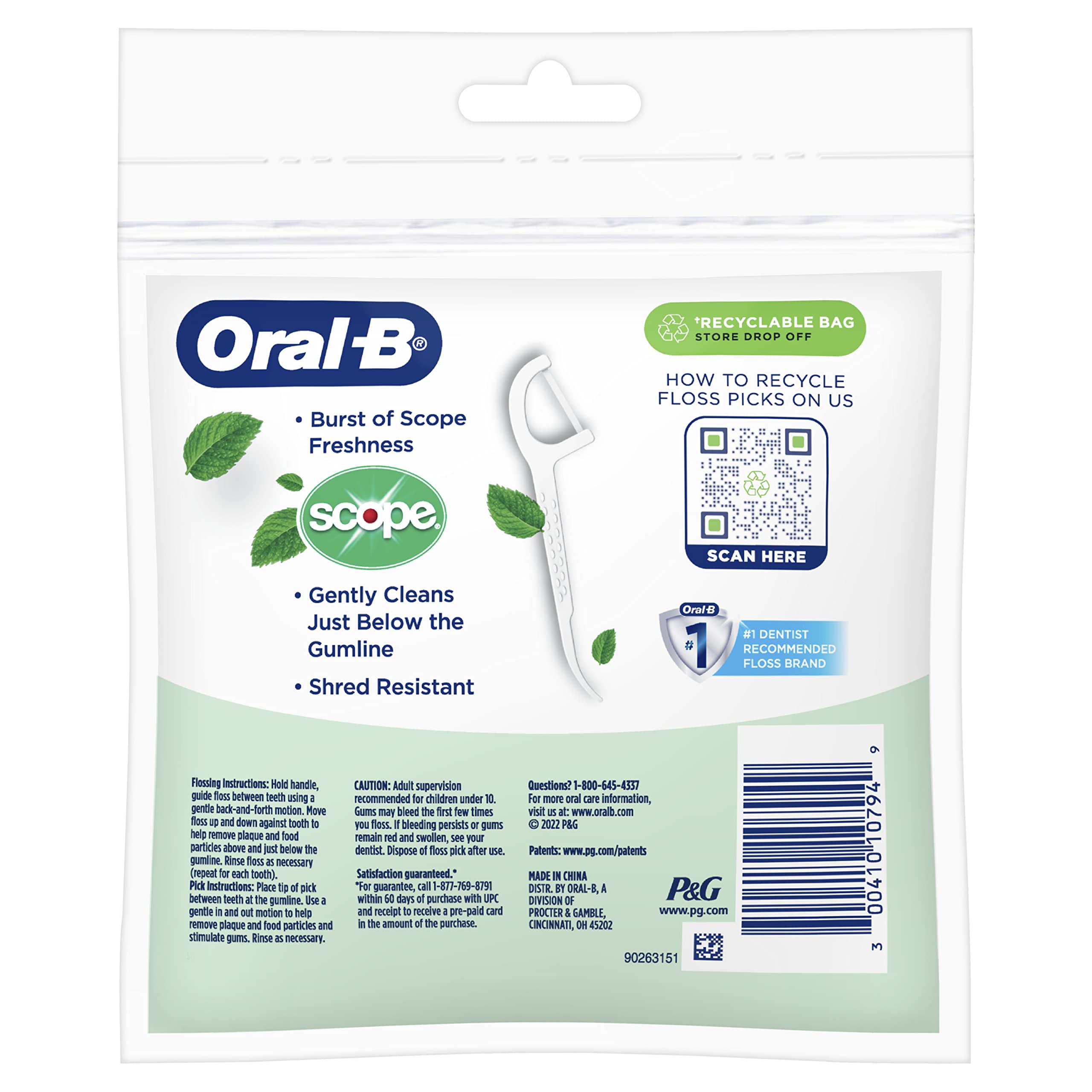 Buy now Oral-B Burst of Scope Dental Floss Picks, Fresh Mint, 75 Count Each, Pack of 6 (450 Count Total) at indiglob india