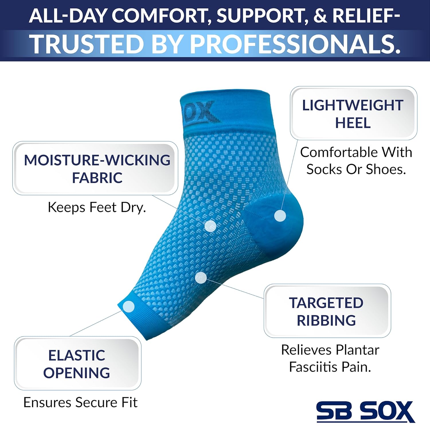 Buy now SB SOX Plantar Fasciitis Relief Socks â€“ Ankle Brace Compression Sleeve â€“ Arch Support for Foot Pain, Swelling, Heel Spurs â€“ Foot Brace for Achilles Tendonitis Relief, Injury Recovery (Blue, Medium) at indiglob india