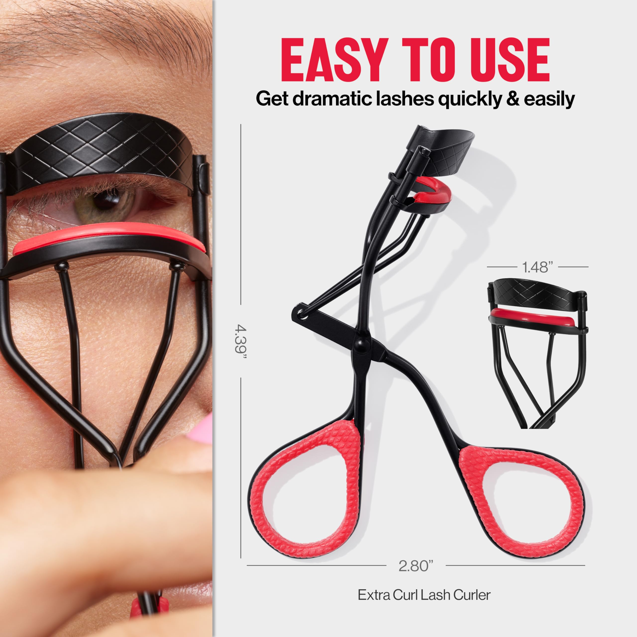 Buy now Revlon Extra Curl Lash Curler, Gives an All Day Dramatic Curl, with Finger Grips for a Non Slip Grip, Easy to Use, 1 Count at indiglob india