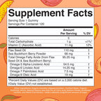 MaryRuth's Vegan Omega 3 6 7 9 Gummies, No Fish Taste, Up to 4 Month Supply | Up to 4 Month Supply, With Flaxseed Oil, No Fish Taste, Non-GMO