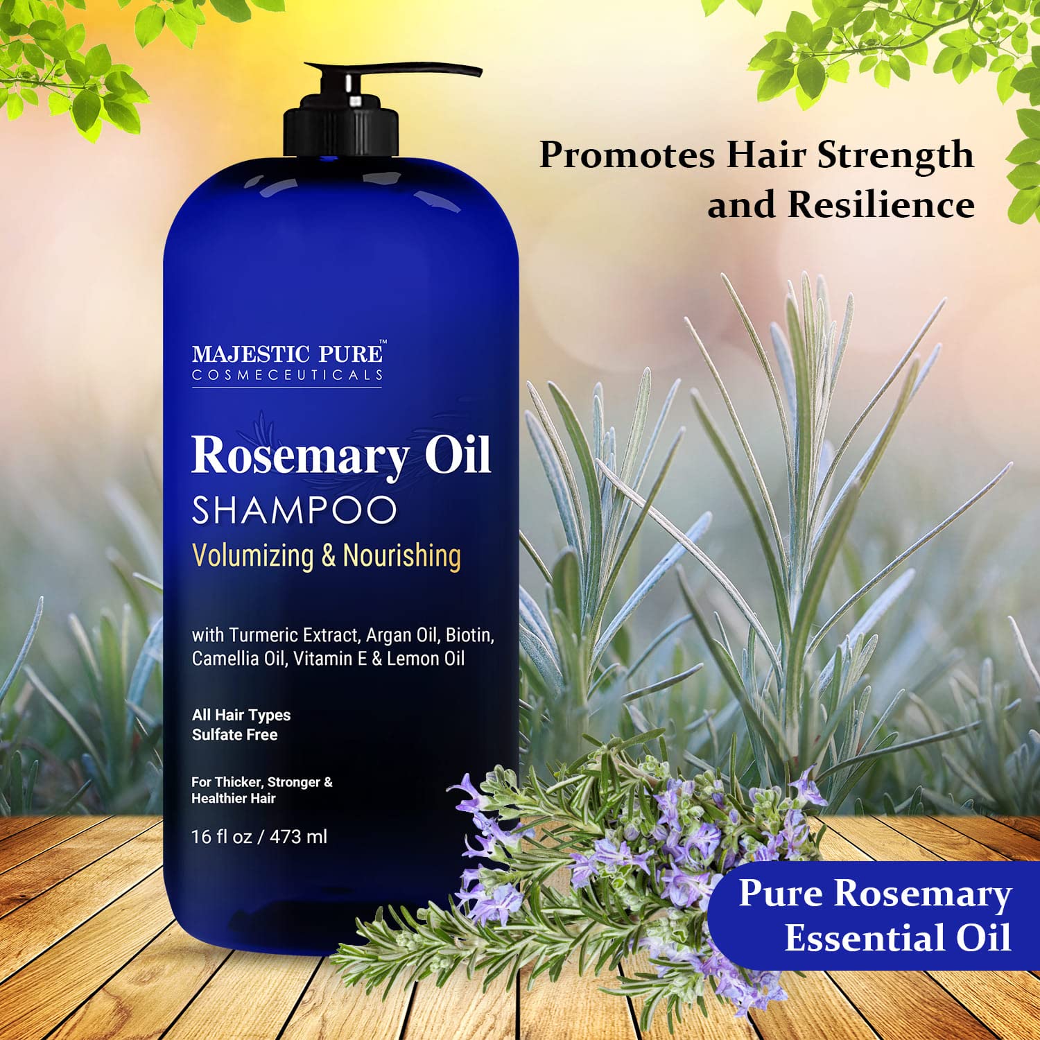 Buy now Majestic Pure Rosemary Oil Shampoo for Hair Growth - Volumizing & Nourishing Shampoo - with Vitamin E & Argan Oil - Sulfate Free, for Men & Women - 16 fl oz at indiglob india