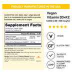 NatureWise Vegan Vitamin D3 K2 Supplement, 5000IU + 100mcg, 60 Softgels | High Absorption D3 & K2 - Organic Cold-Pressed Olive Oil - Immune & Bone Health Support - 2-Month Supply