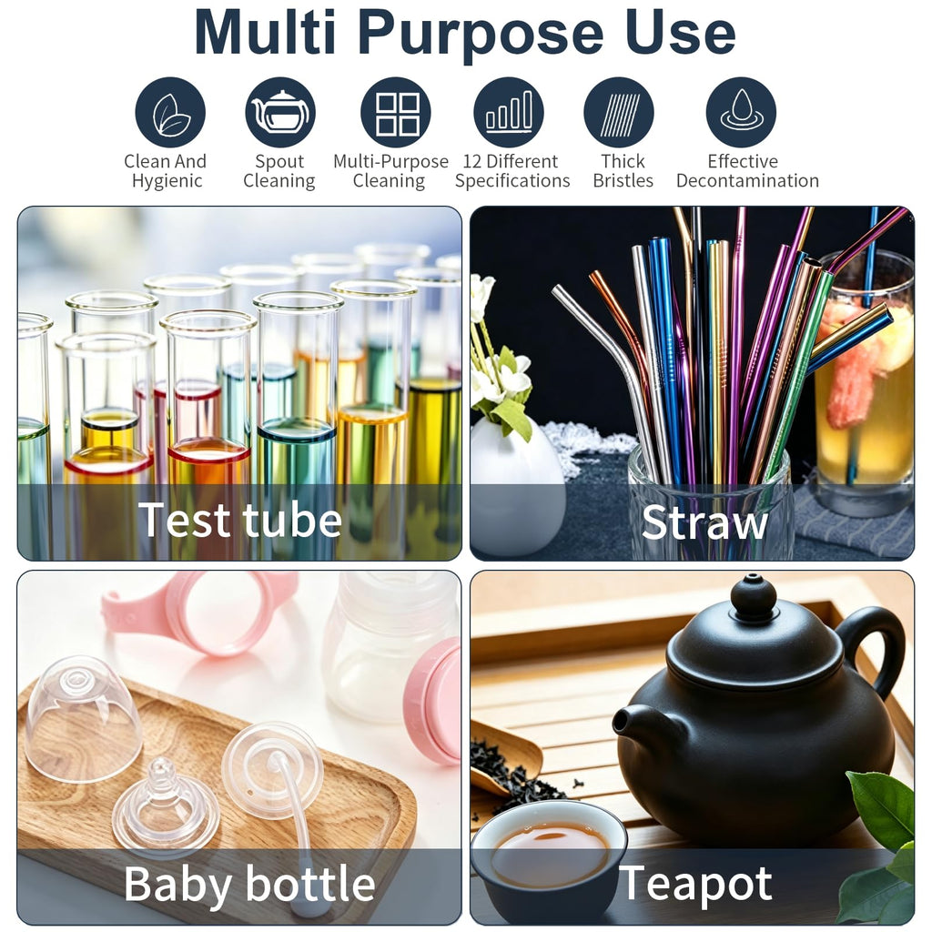 Straw Cleaner Brushes Sets for Stanley Mug,A Set of 12,Crevice Cleaning Brush Long Straw Brushfor Sippy Cup,Tumbler,Water Bottle