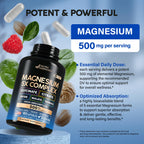 Magnesium Complex - Glycinate, Citrate, Malate, Taurate, Oxide - 180 Caps | 5-in-1 Magnesium Supplement 500 mg - for Women & Men - Stress, Muscle & Heart Support - Laboratory Tested - Vegan, Non-GMO